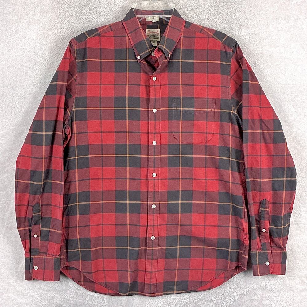 J.Crew Shirt Men M Red Black Plaid Broken In Oxford Preppy Classic Heritage OCBD